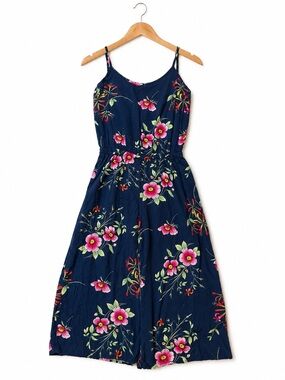 GAP Floral Wide Leg Romper | Navy Blue Pink Floral Jumpsuit  | Boho Cottagecore